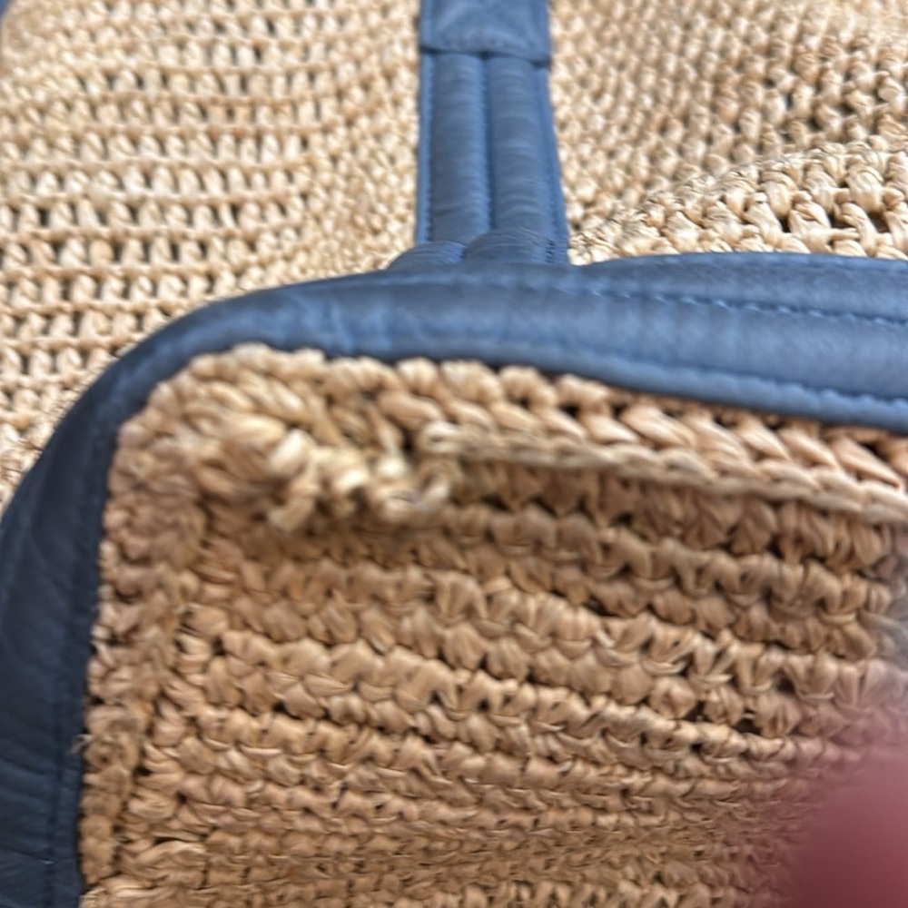 MZ Wallace Straw Tote with Blue Trim - Picture 7 of 13